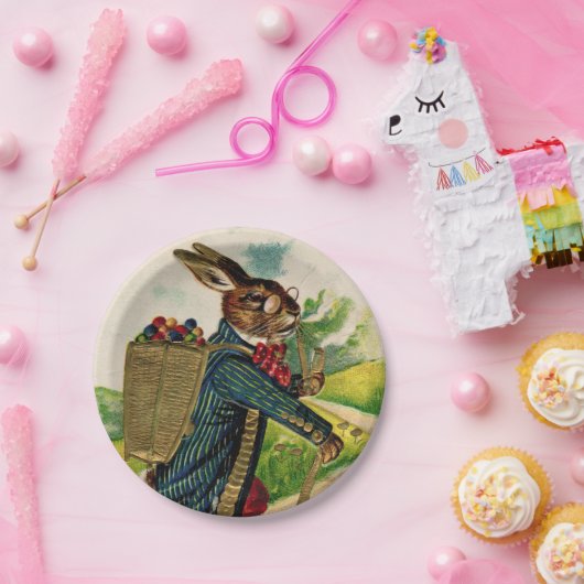 Antike gelehrte Ostern-Kaninchen-Picknick-Platte Pappteller (Party)