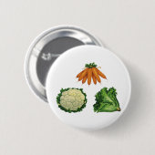 Antike Gemüse; Karotten, Blumenkohl, Salat Button (Vorne & Hinten)
