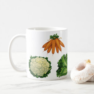 Antike Gemüse; Karotten, Blumenkohl, Salat Kaffeetasse