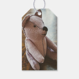 Antike genähte Teddybärfotografie  Geschenkanhänger