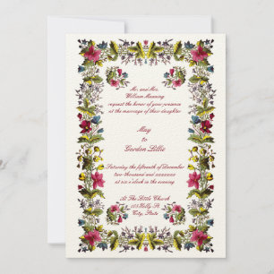 Antike georgianische Ära Blumenrand Hochzeit Einladung