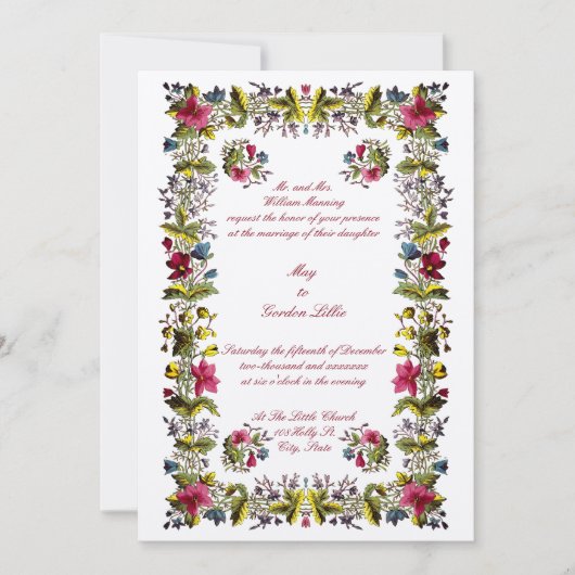 Antike georgianische Ära Border Wedding Einladung (Vorderseite)