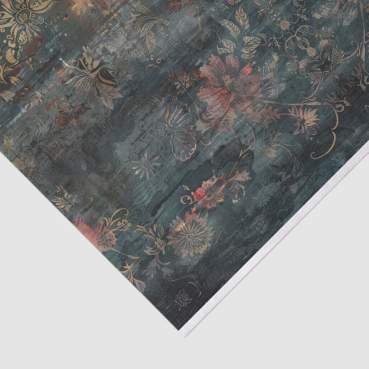 Antike gestresste dunkle botanische Dekoupage Seidenpapier (Ausschnitt)