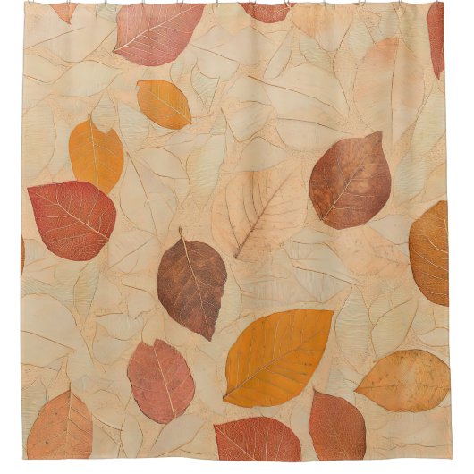 Antike getrocknete Herbstblätter Gold Orange Rot B Duschvorhang (Vorderseite)