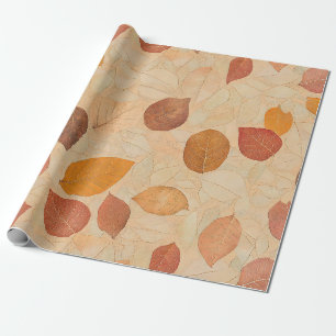 Antike getrocknete Herbstblätter Gold Orange Rot B Geschenkpapier