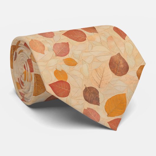 Antike getrocknete Herbstblätter Gold Orange Rot B Krawatte (Gerollt)