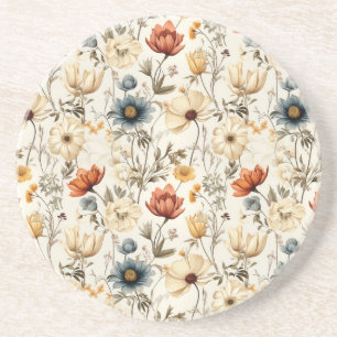 Antike getrocknete Wildblume Navy Terrakotta Getränkeuntersetzer