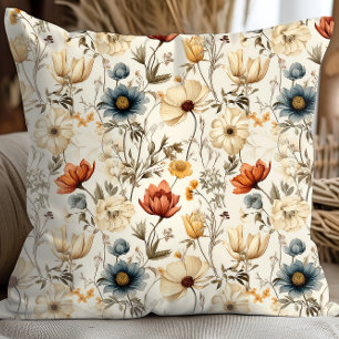 Antike getrocknete Wildblume Navy Terrakotta Kissen