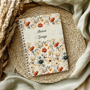 Antike getrocknete Wildblume Navy-Terrakotta Notizblock