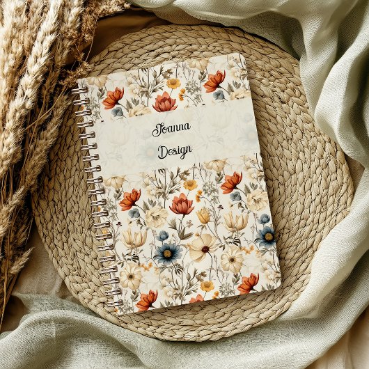Antike getrocknete Wildblume Navy-Terrakotta Notizblock