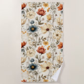 Antike getrocknete Wildblume Navy Terrakotta Strandtuch (Vorderseite)