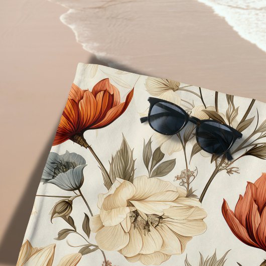Antike getrocknete Wildblume Navy Terrakotta Strandtuch