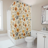 Antike getrocknete Wildblumen-Creme Orangebraun Duschvorhang (Beispiel)