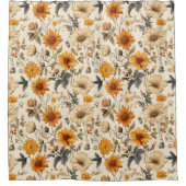 Antike getrocknete Wildblumen-Creme Orangebraun Duschvorhang (Vorderseite)