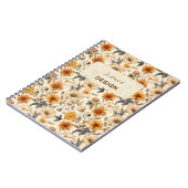 Antike getrocknete Wildblumen-Creme Orangebraun Notizblock (Linke Seite)