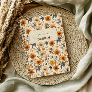 Antike getrocknete Wildblumen-Creme Orangebraun Notizblock