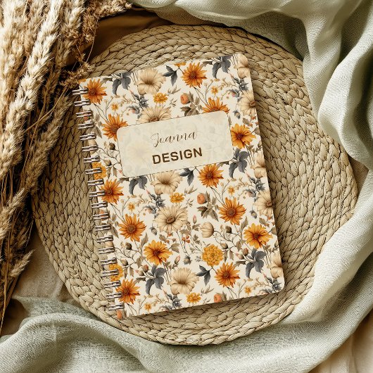 Antike getrocknete Wildblumen-Creme Orangebraun Notizblock