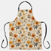 Antike getrocknete Wildblumen-Creme Orangebraun Schürze (Vorderseite)