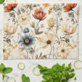 Antike getrocknete Wildblumen Navy Terrakotta Geschirrtuch (Gefaltet)