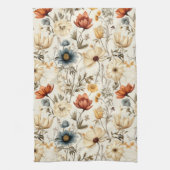 Antike getrocknete Wildblumen Navy Terrakotta Geschirrtuch (Vertikal)