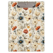 Antike getrocknete Wildblumen Navy Terrakotta Klemmbrett (Vorderseite)