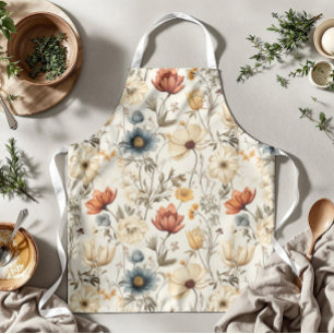Antike getrocknete Wildblumen Navy Terrakotta Schürze