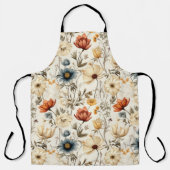 Antike getrocknete Wildblumen Navy Terrakotta Schürze (Vorderseite)