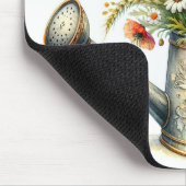 Antike Gießkanne mit Wildblumen Mousepad (Ecke)