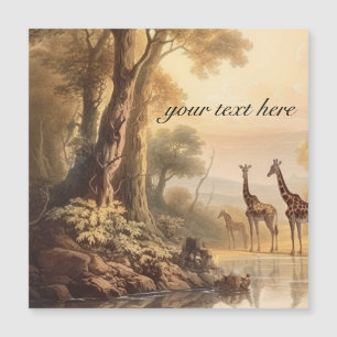 Antike Giraffen-Familie Botanik Personalisiertes G Magnetkarte