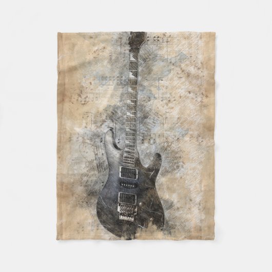 Antike Gitarre Fleecedecke (Vorderseite)
