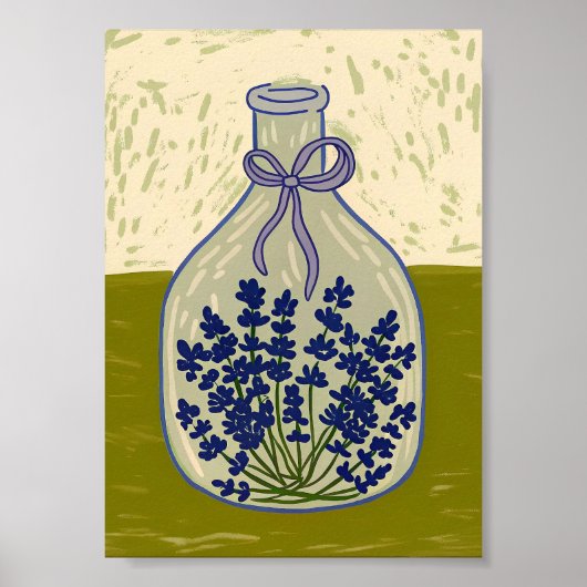Antike Glasflasche mit getrocknetem Lavendel Poster (Vorne)