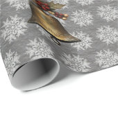 Antike Glocken und Schneeflocken auf Steel Grau Geschenkpapier (Rolleneckpunkt)