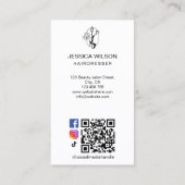 Antike Gold Friseurschere Blumen QR-Code B Visitenkarte (Rückseite)