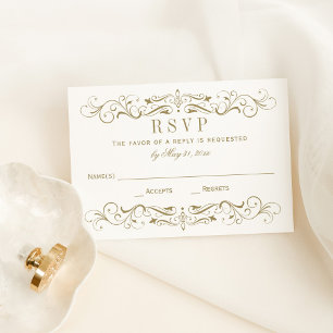 Antike Gold-Randleisten-Hochzeit RSVP Karte