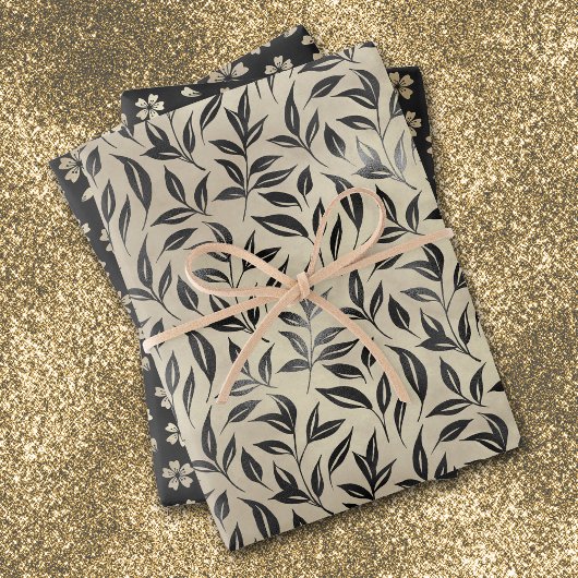 Antike Gold Silber Blumenmuster Geschenkpapier Set