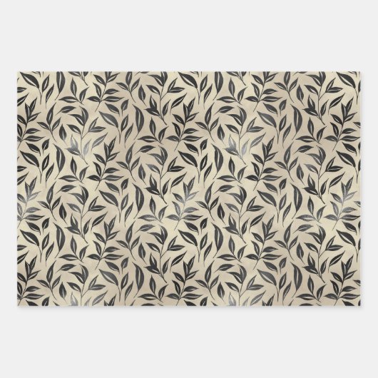 Antike Gold Silber Blumenmuster Geschenkpapier Set (Vorderseite)