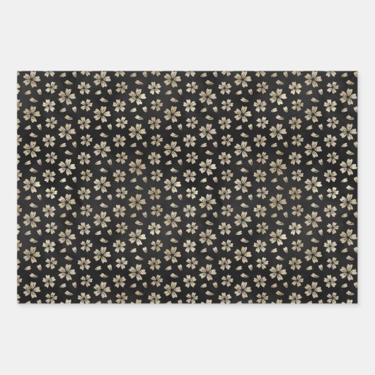 Antike Gold Silber Blumenmuster Geschenkpapier Set (Vorderseite 3)