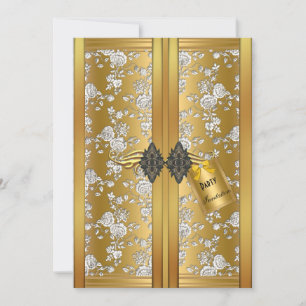 Antike Gold Silber Rose Damast Schrank Party Einladung