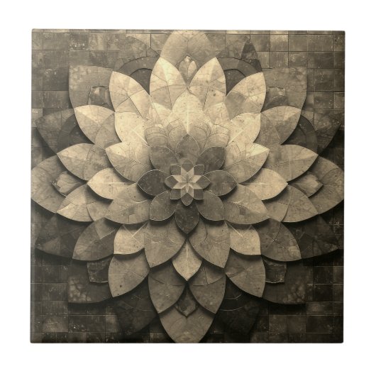 Antike Golden Mandala Kunst, Blume Fliese (Vorderseite)
