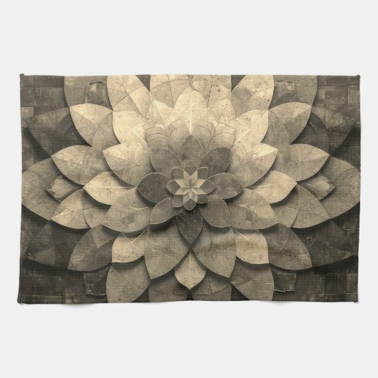 Antike Golden Mandala Kunst, Blume Geschirrtuch (Horizontal)