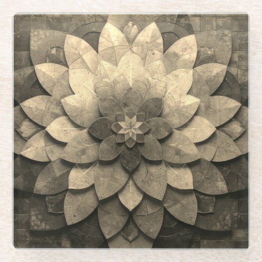 Antike Golden Mandala Kunst, Blume Glasuntersetzer (Vorderseite)