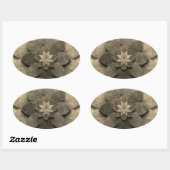 Antike Golden Mandala Kunst, Blume Ovaler Aufkleber (Blatt)