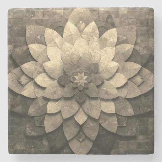 Antike Golden Mandala Kunst, Blume Steinuntersetzer (Vorderseite)