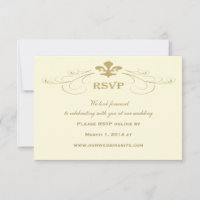 Antike Goldene Fleur-de-Lis Hochzeits-RSVP-Karten