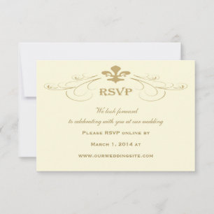 Antike Goldene Fleur-de-Lis Hochzeits-RSVP-Karten RSVP Karte