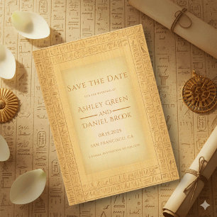 Antike goldene hieroglyphische Motive ägyptische H Save The Date
