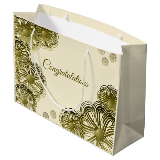 Antike goldfarbene Hochzeitsgeschenke Große Geschenktüte (Rückseite Schrägansicht)