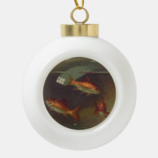 Antike Goldfisch-Schale Keramik Kugel-Ornament