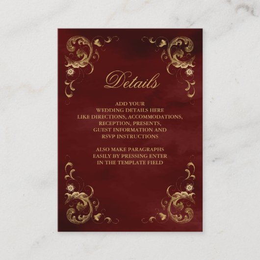 Antike Goldrahmen Burgundy Rote Details Begleitkarte (Vorderseite)