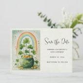 Antike Goldtopf und Regenbogen Save The Date (Stehend Vorderseite)